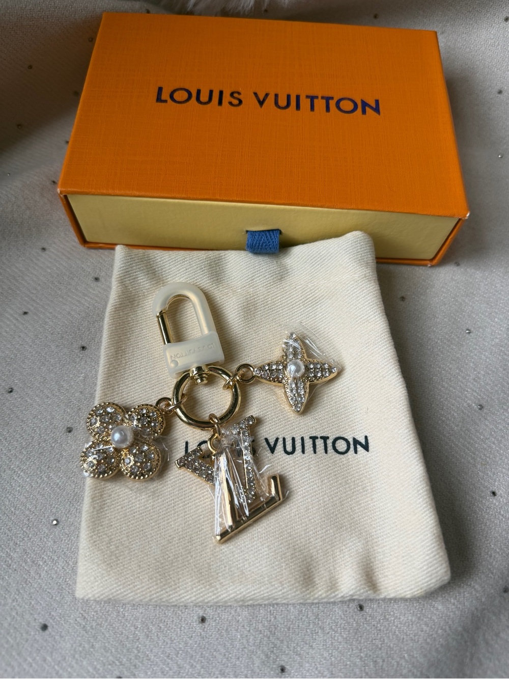 LUX Inspired Gold Crystal Monogram Key Charm - Gold